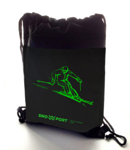 Snowport Brand - Gym Bag - Black - Skier neon